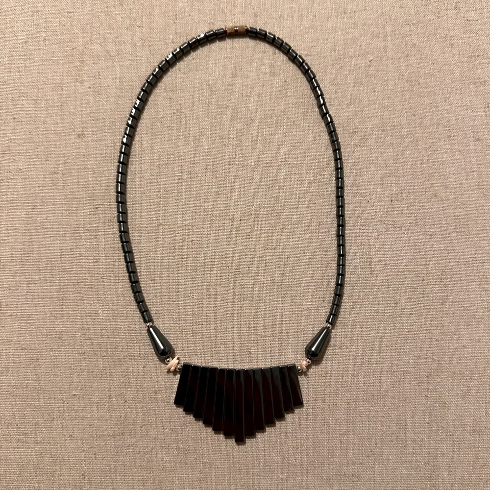 Boutique | Necklace | Hematite & Seashell Necklace | Whimsgoth